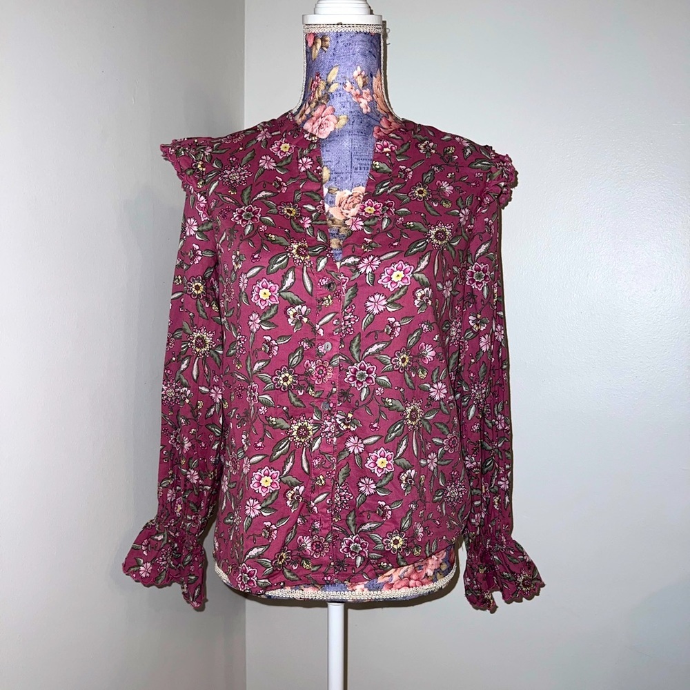 Springfield reconsider long sleeve purple floral top